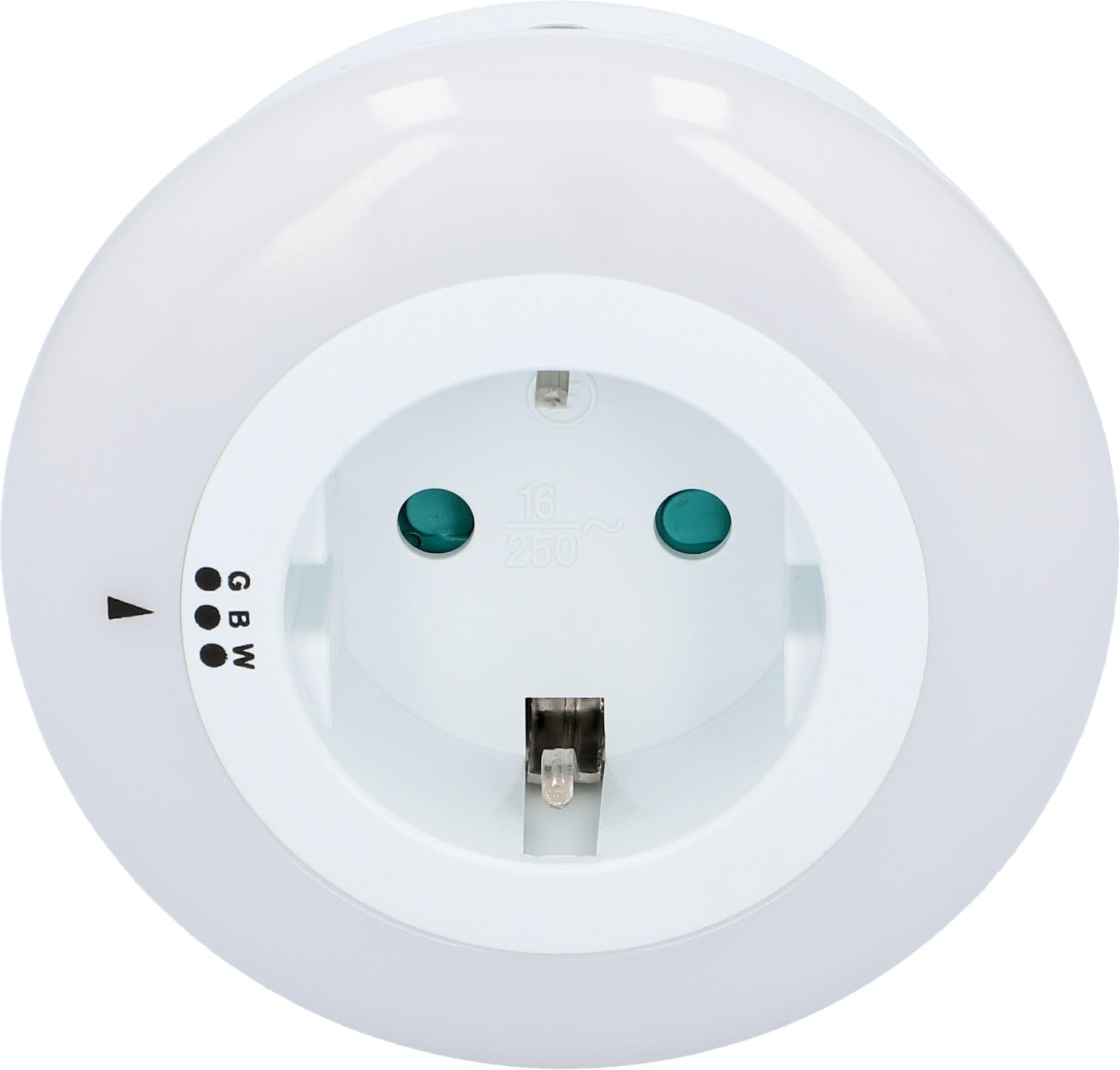 UNITEC LED-Nachtlicht mit Steckdose | Orientierungslicht | 3 Farbtöne | Dämmerungssensor | Zwischenstecker mit Beleuchtung | rund