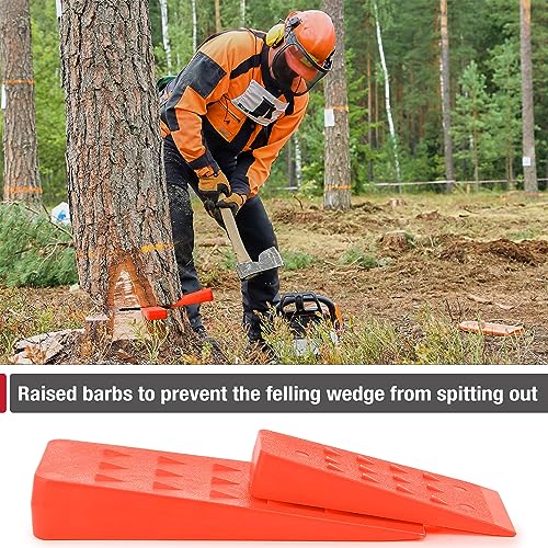 Image of UNCO- Tree Felling Wedges, 4 Pack, 5.5 inch & 8 inch, Splitting Wedges with Spikes | Plastic Logging Wedges with Storage Bag, Chainsaw Accessories for Tree Cutting