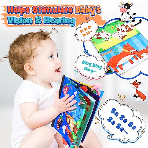 HappyKidsClub Baby Spiegel, Knisterbuch Babybuch Spielzeug 0-12 Monate Bauchlage Spielzeug Baby 1 2 Jahr Unkaputtbar Stoffbuch Baby Sensorik Montessori Spielzeug Baby Geschenk zur Geburt Junge Mädchen