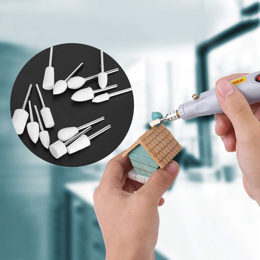 Yuecoom 13Pcs/Set Wool Grinding Head, Polishing Tool Accessories Kit Polish Rotary Tools 3mm Shank for Gold Silver Jewellery Metal