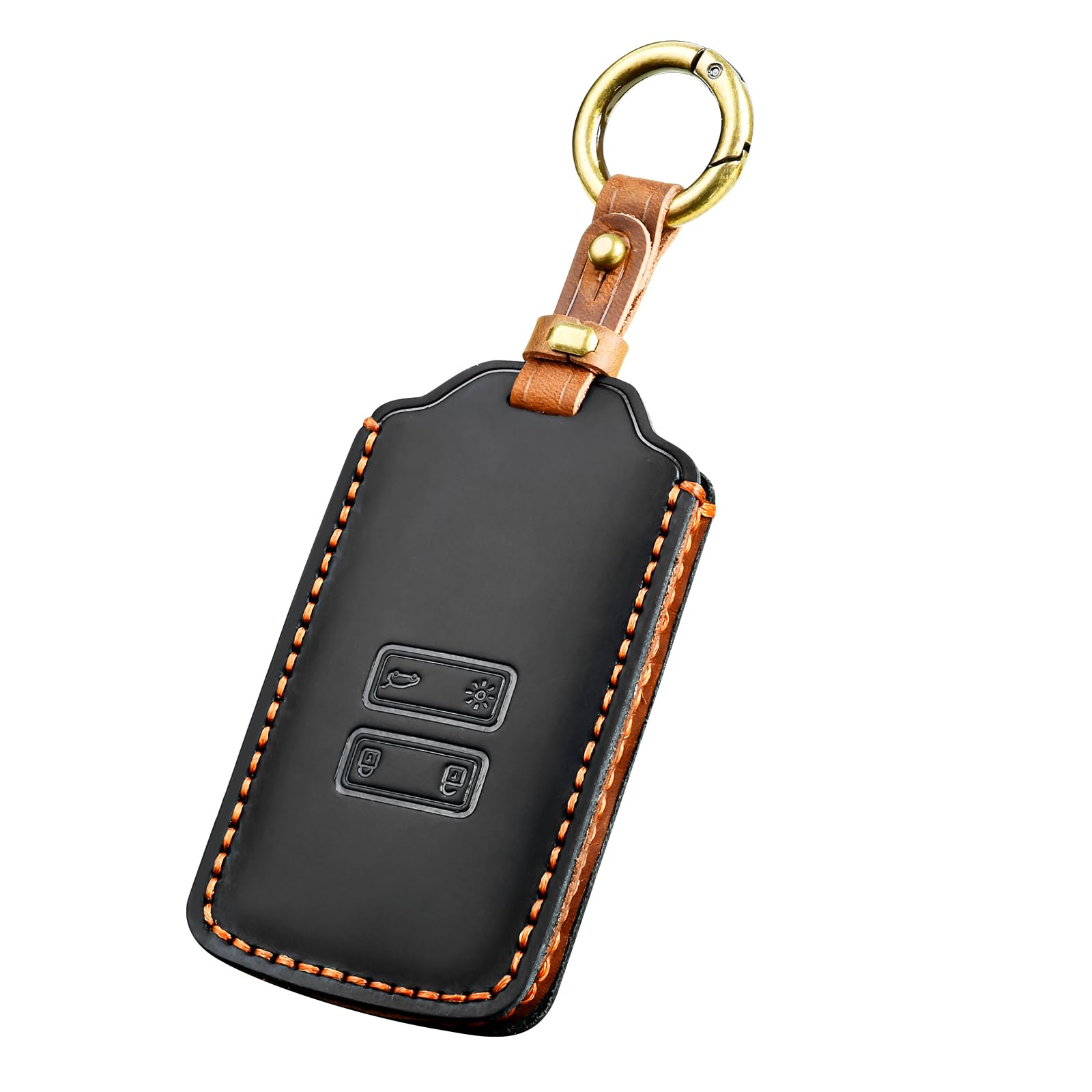 OFF WE GO Schlüsselhülle Cover Leder Autoschlüssel Hülle für Renault Clio Espace 5 Master Bus Talisman Megane Grand Scenic Kadjar Damen Männer Schlüssel Cover mit Schlüsselanhänger, Schwarz