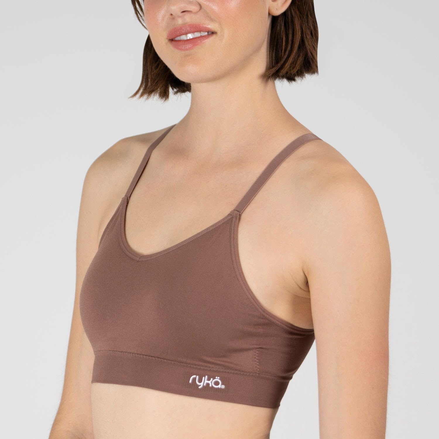 Ryka Brasier deportivo, camiseta de yoga, atlético, sostén deportivo, cuello en V sin costuras, paquete de 3