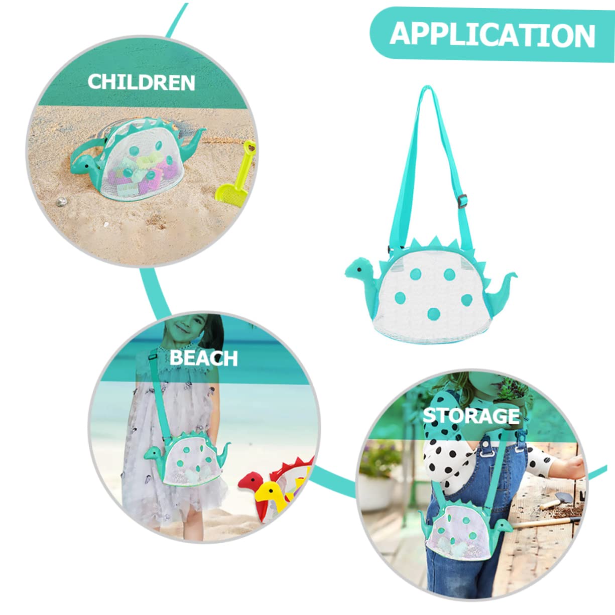 Toddmomy and Girls Beach Bag Mesh Dinosaur Toy Bag Portable Storage for Pool Toys