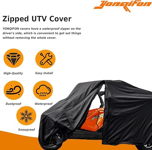 Miniatura 3 de YONQIFON Crew 4-6 plazas UTV cubierta resistente con cremallera 420D impermeable para CFMOTO Uforce, Kawasaki Teryx 4, Polaris RZR, General 4,