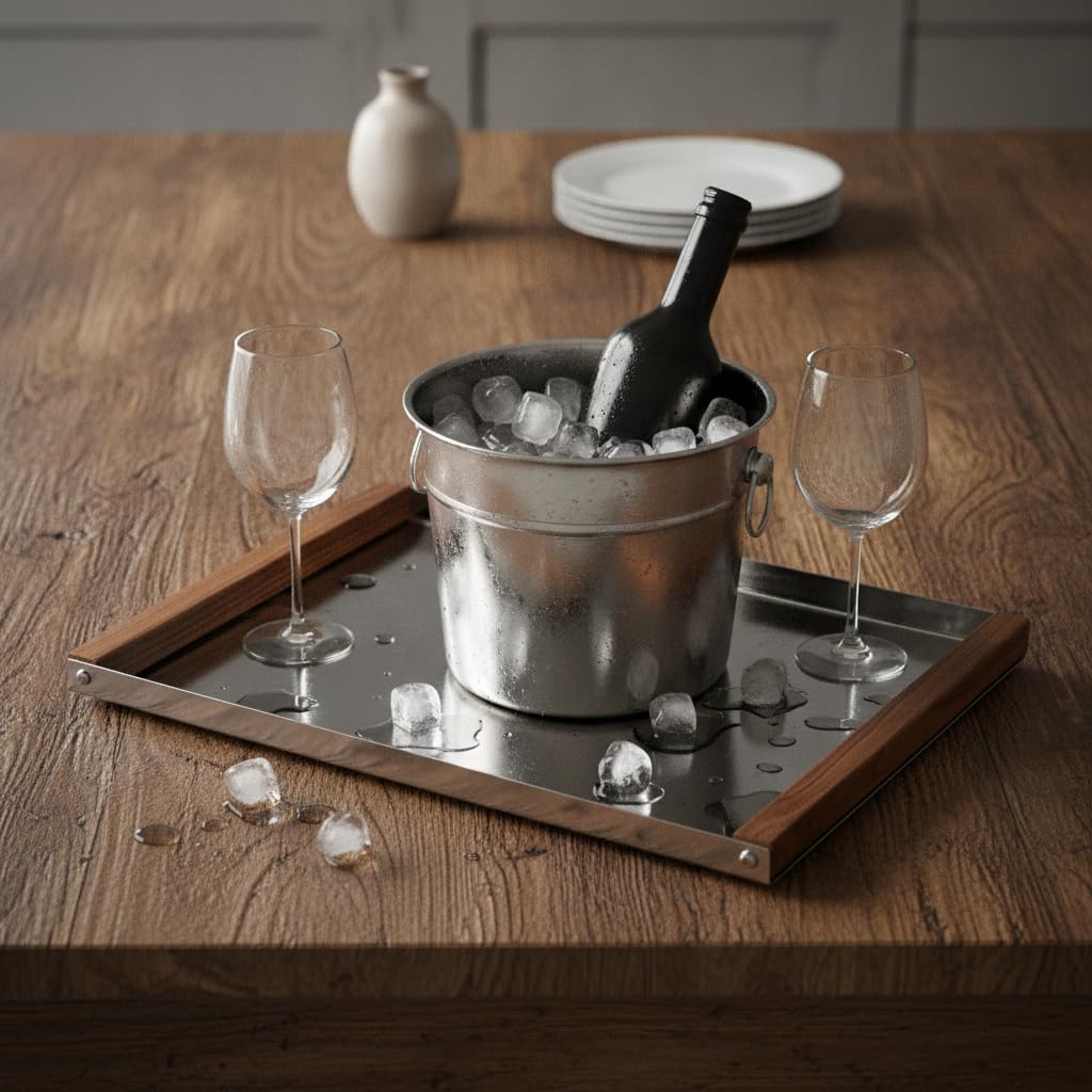 Cubo Hielo para Bar, Recipiente Acero Inoxidable para Mesa, para Restaurante