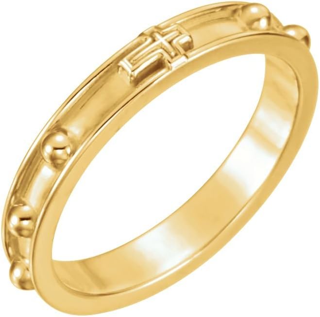14K Yellow Gold 3.25mm Rosary Ring Size 9