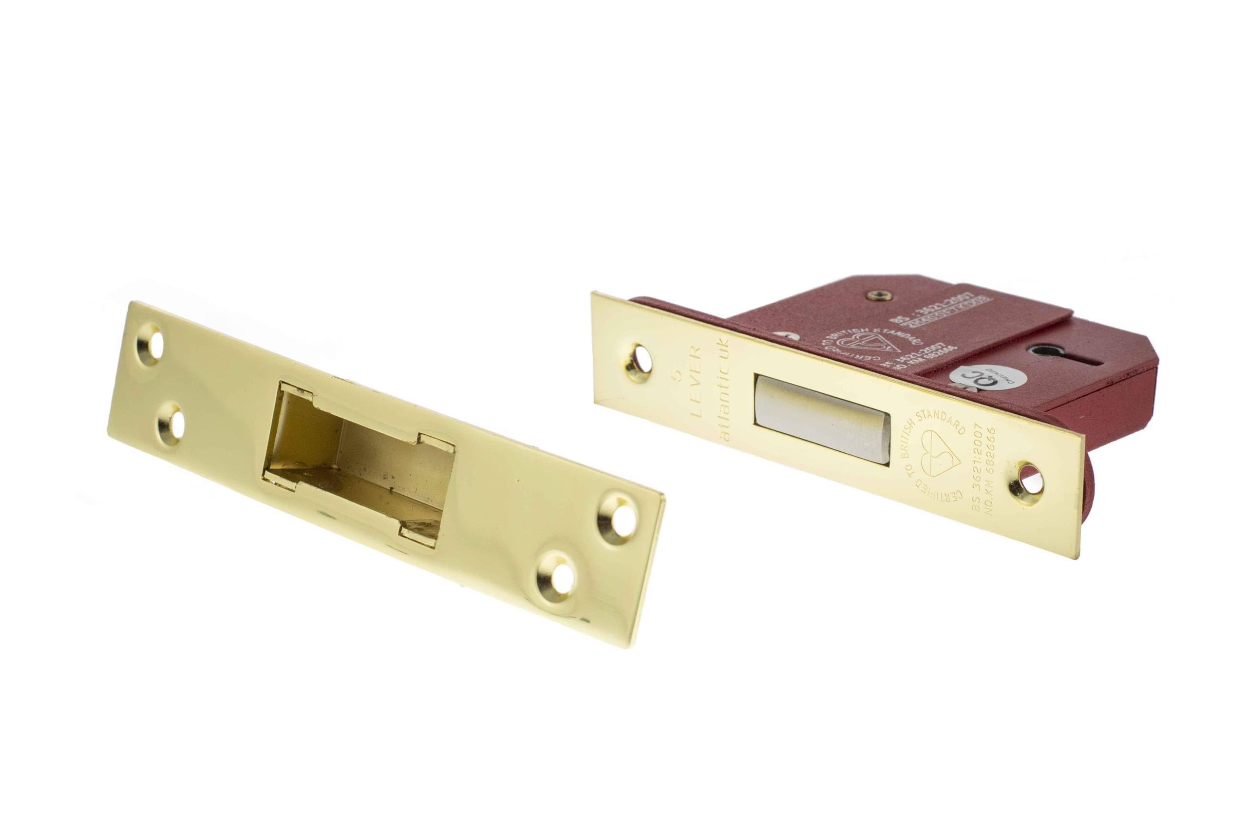 Kooples Hardware Atlantic 5 Lever Key Deadlock [BS] 2.5" – British Standard Mortice Door Lock (Key-to-Differ, Polished Brass)