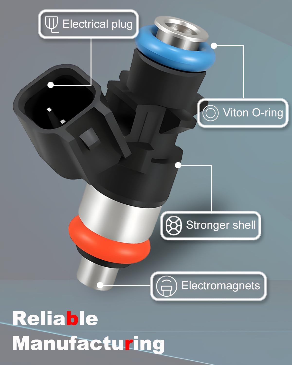 6-Count Fuel Injector Compatible with 2011-2019 Dodge Avenger/Challenger, Jeep Grand Cherokee/Wrangler, Ram ProMaster 1500/2500/3500, Chrysler 200/300 - V6 3.6L Replace OE# FJ1147