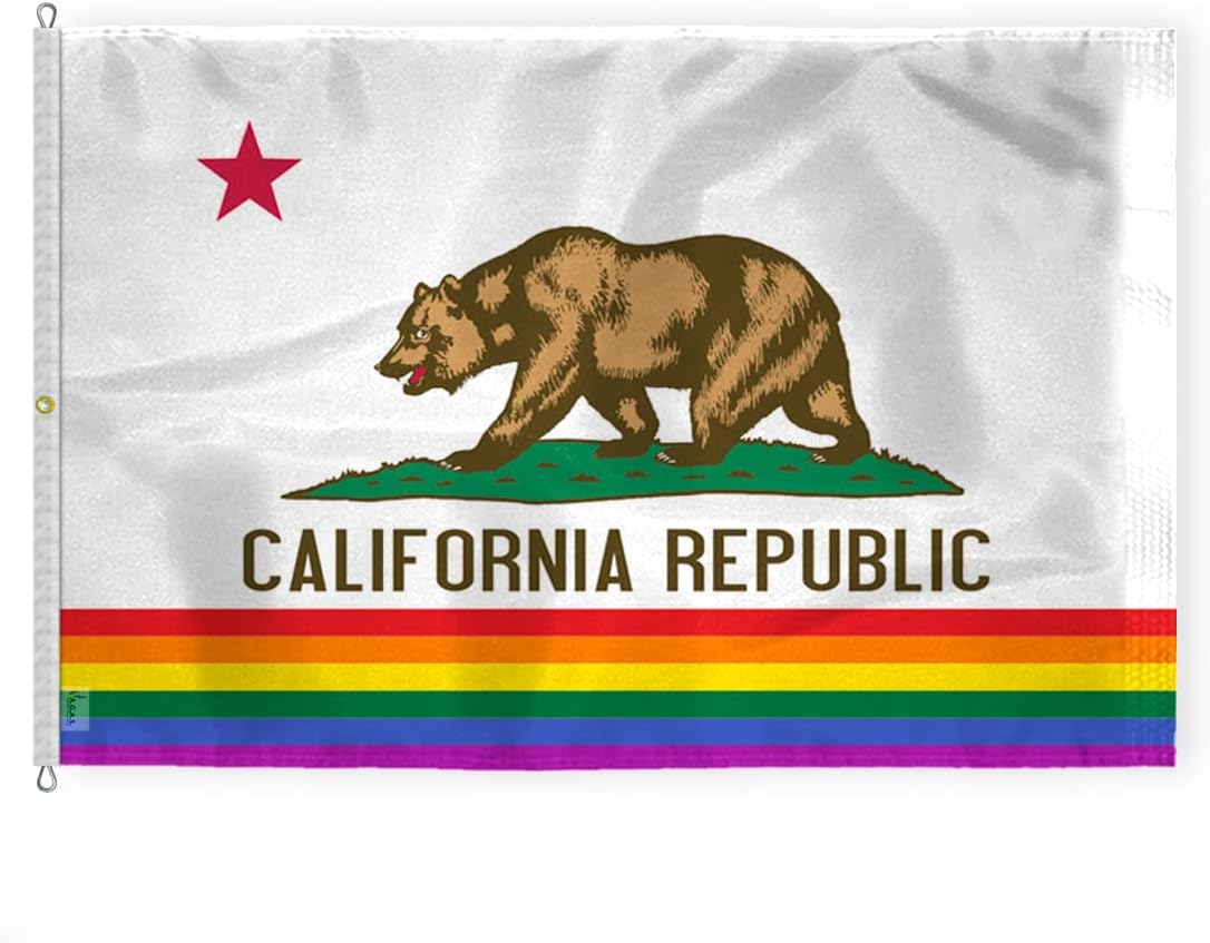 AGAS California Pride Flag 4x6 Ft - Printed 200D Nylon - Brass Grommets Stitched Edges Fade Proof Sharp Vivid Colors - Californian Pride Flag
