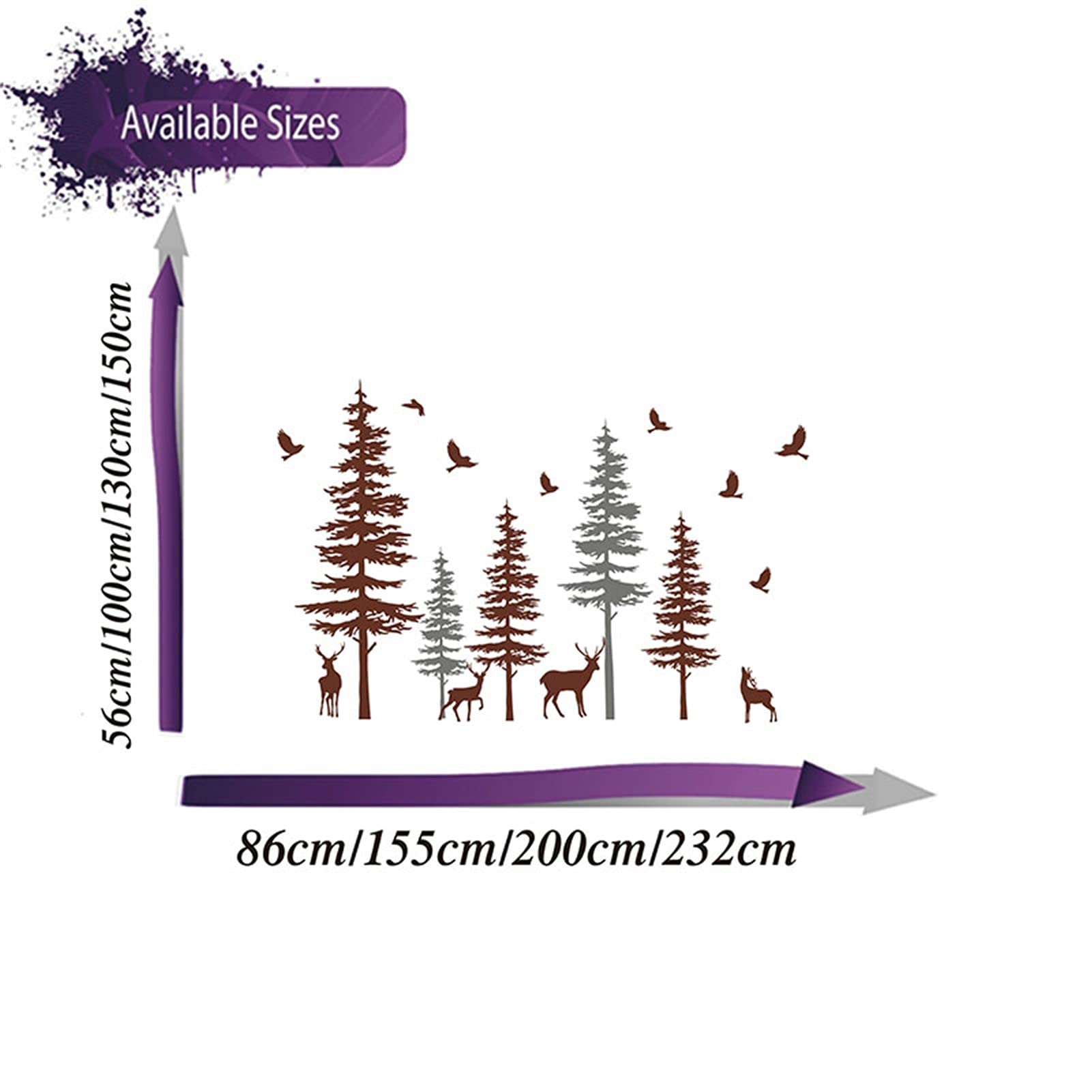 Adesivo da Parete Pino Albero di Pino Animale Ufficio Dormitorio Dormitorio Jungle Foresta Birds Birds Decalcomania Doppia Camera da Letto Arredamento per Vinile