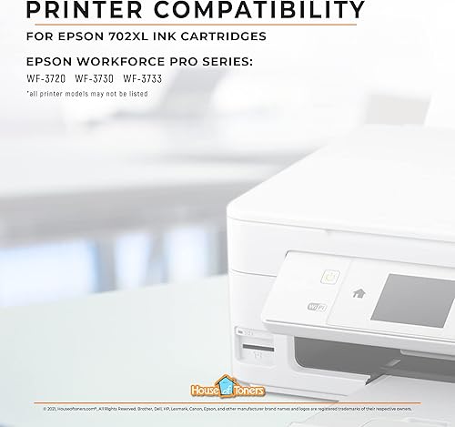 Miniatura 6 de Houseoftoners Cartucho de tinta remanufacturado Epson 702XL de alto rendimiento de repuesto para impresoras Epson 702XL Epson Workforce Pro WF-3720