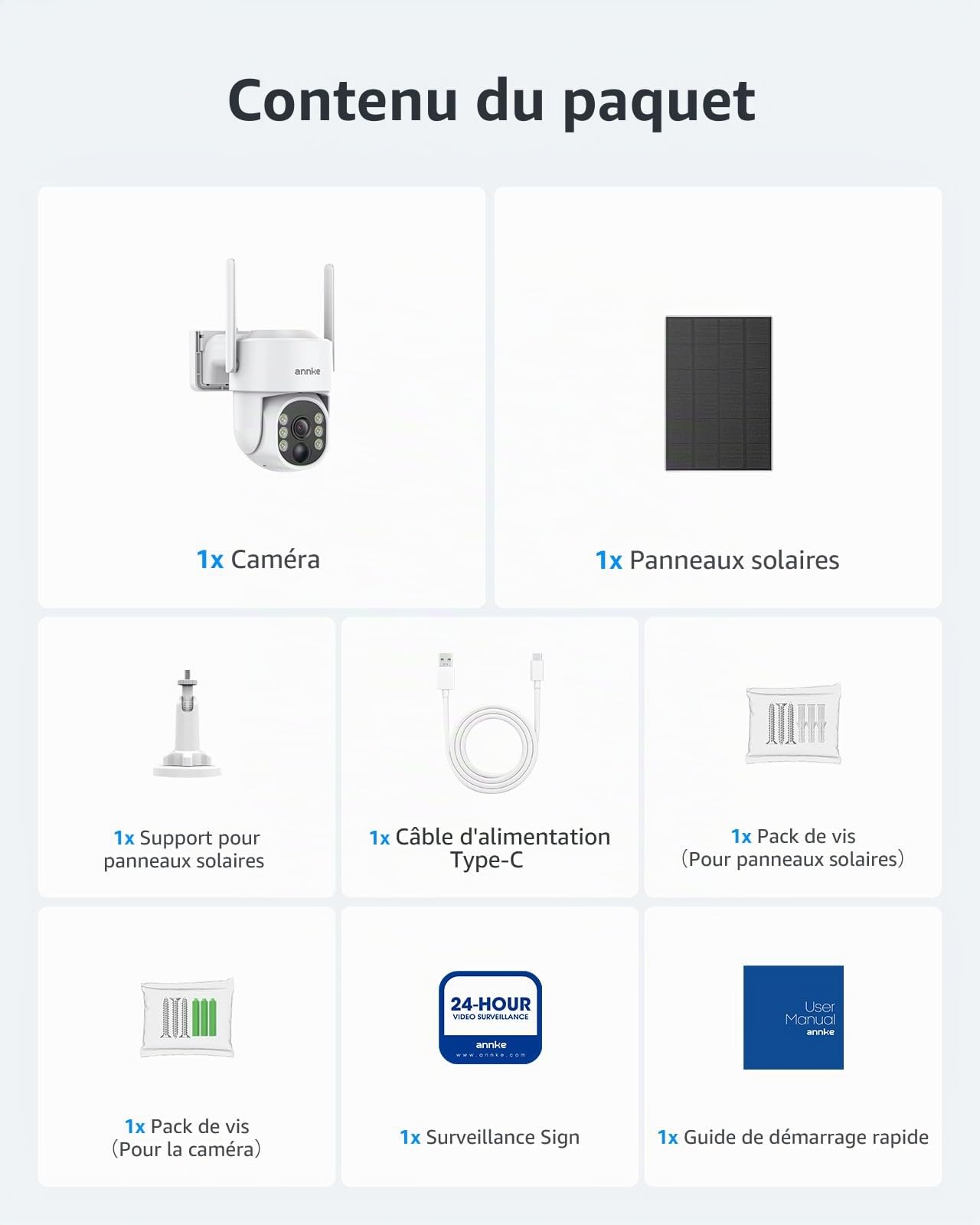 ANNKE 2.5K 4MP Camera Surveillance WiFi Exterieure sans Fil Solaire IP65