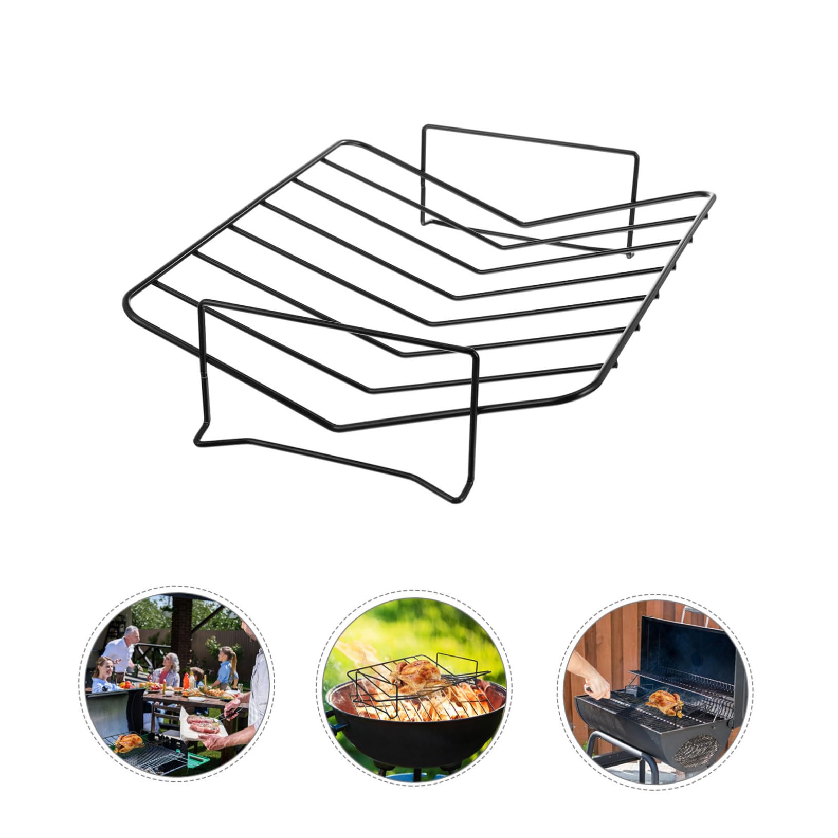Kisangel Griglia Barbecue Portatile in Acciaio al Carbonio Nero per Outdoor | Supporto Leggero per Grigliata All'aperto, Formato Pratico, Adatto a Carne e Pollame, Uso Esterno