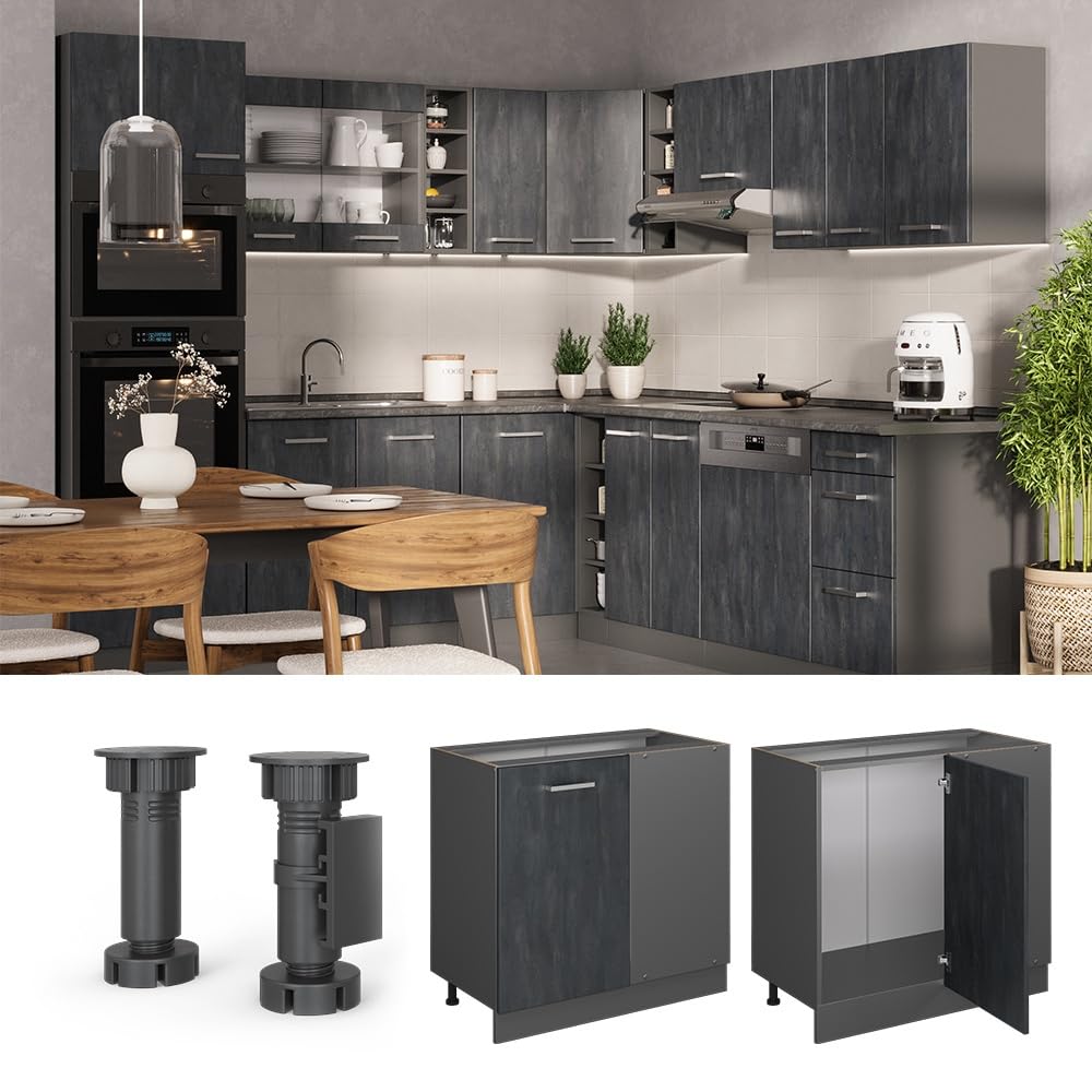 Vicco Armario de Esquina R-Line, Hormigón Negro, 86 cm