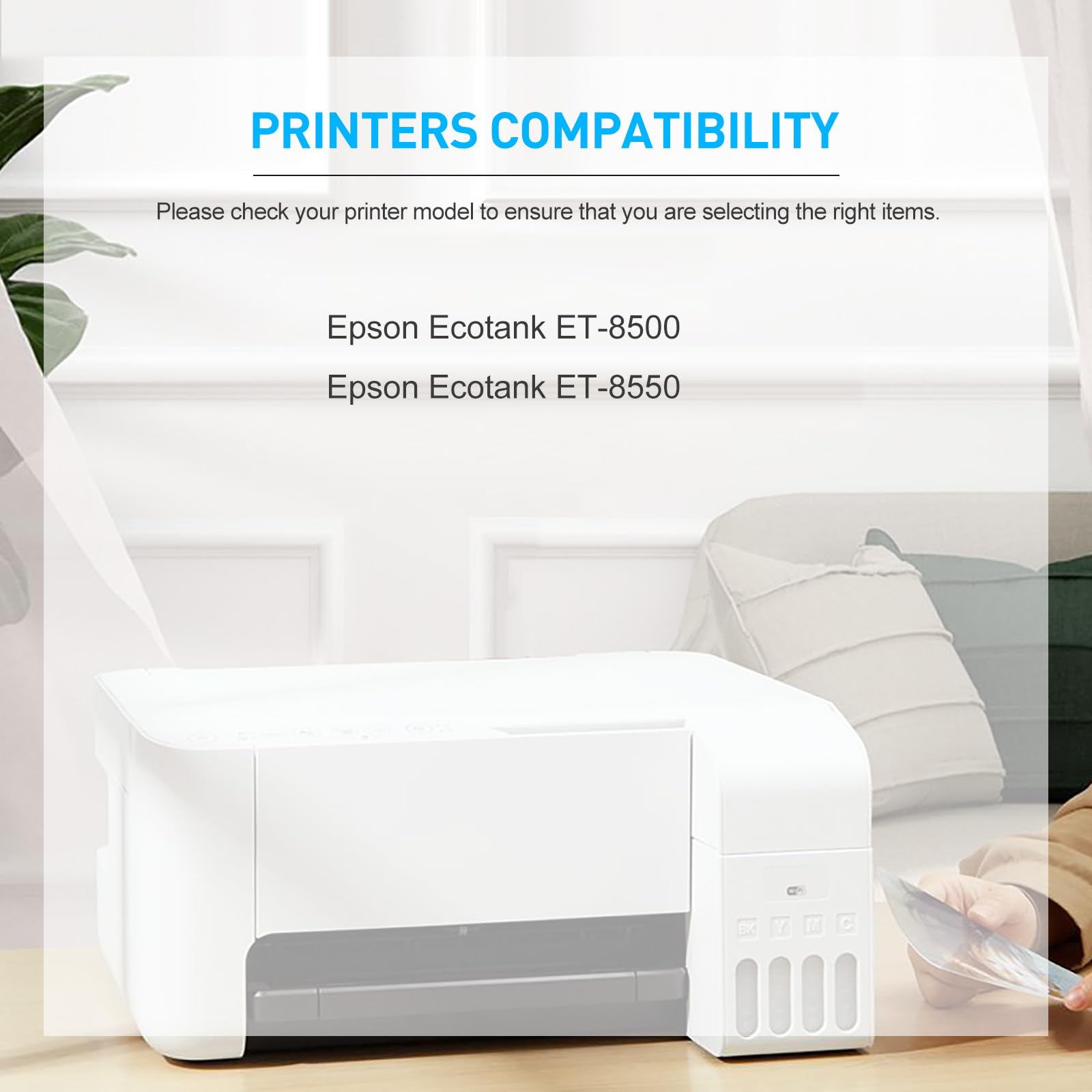 BAISINE 114 atrament kompatybilny z drukarką zbiornikową Epson 114 do drukarki atramentowej Epson Ecotank ET-8500 ET-8550 (6 sztuk, czarny/czarny fotograficzny/cyjan/magenta/żółty/szary)