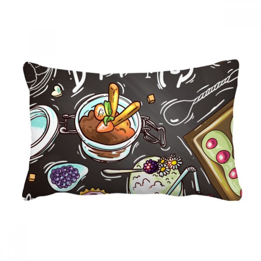 Coussin lombaire design desserts au chocolat fraise de 16x24 pouces pour déco canapé salon