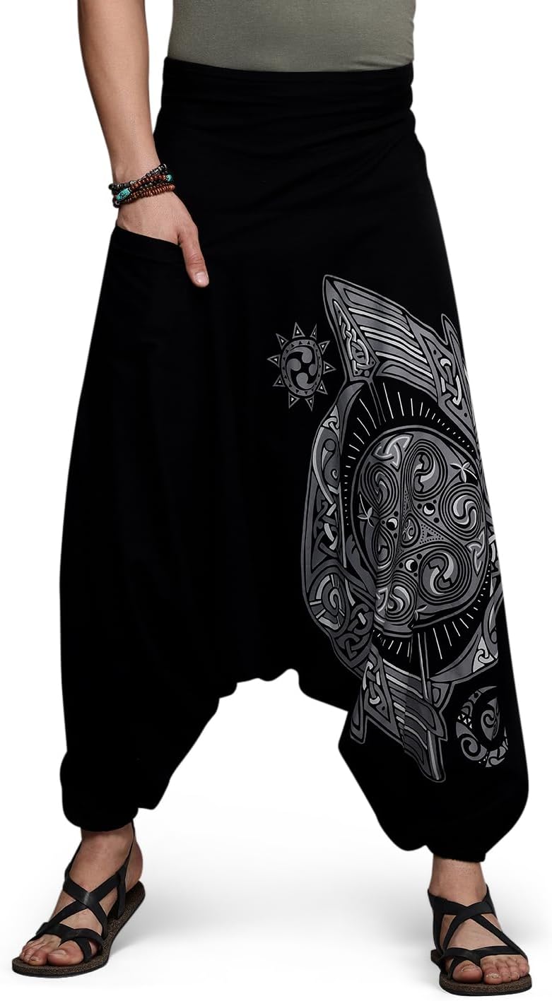 Boho Pants Elastic Ankle Harem for Men, Oversized Exercise Pajama Jogger Loose Boho Aladdin Pant