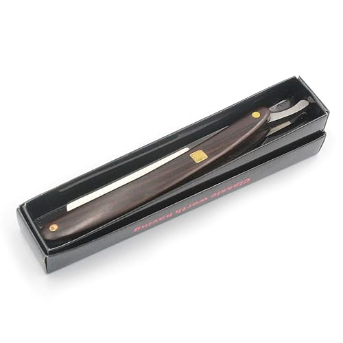 Miniatura 5 de Maquinilla de afeitar recta, maquinilla de afeitar de madera recta de acero inoxidable para hombre, maquinilla de afeitar de palisandro cortado,