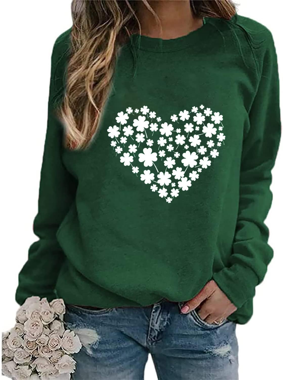 Irish Lucky St Patricks Day Sweatshirts Womens Vintage Leprechaun Graphic Tees - Image 2