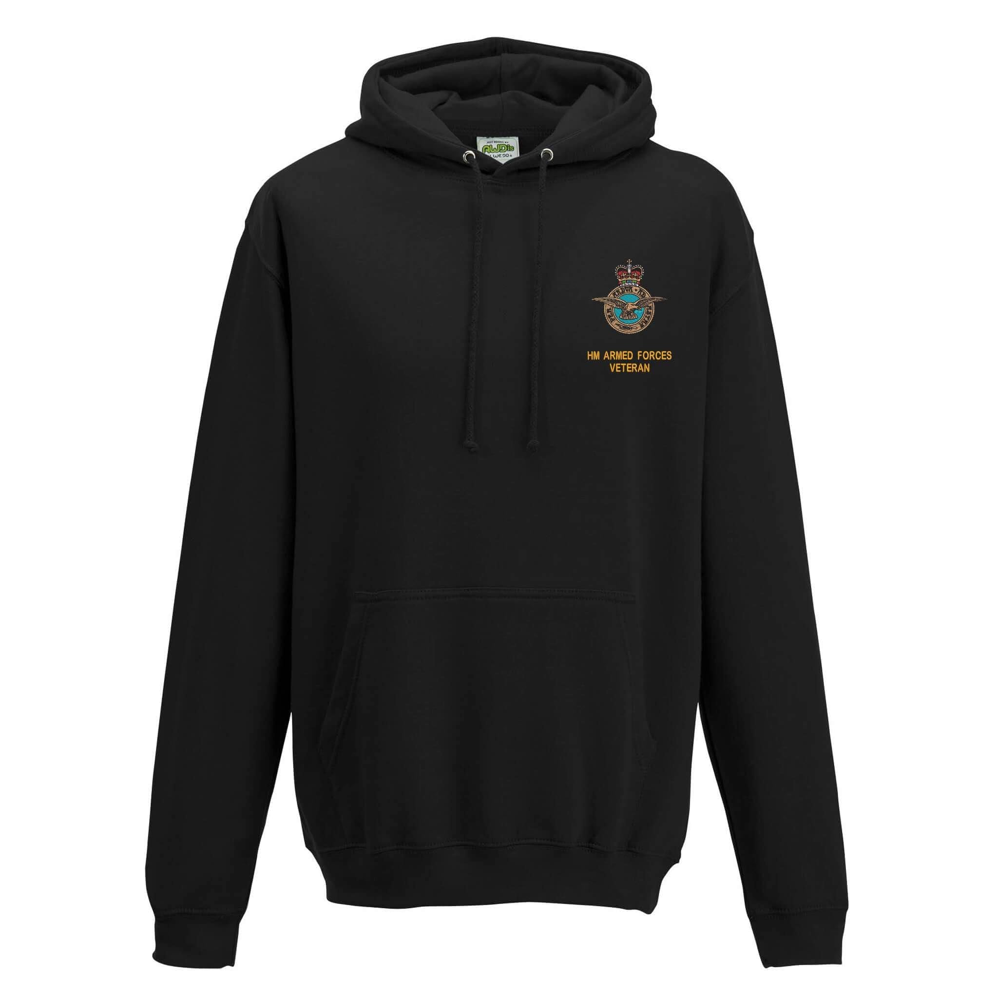 The Military Store Men's Black Raf Veteran Embroidered Hoodie, 3X Large