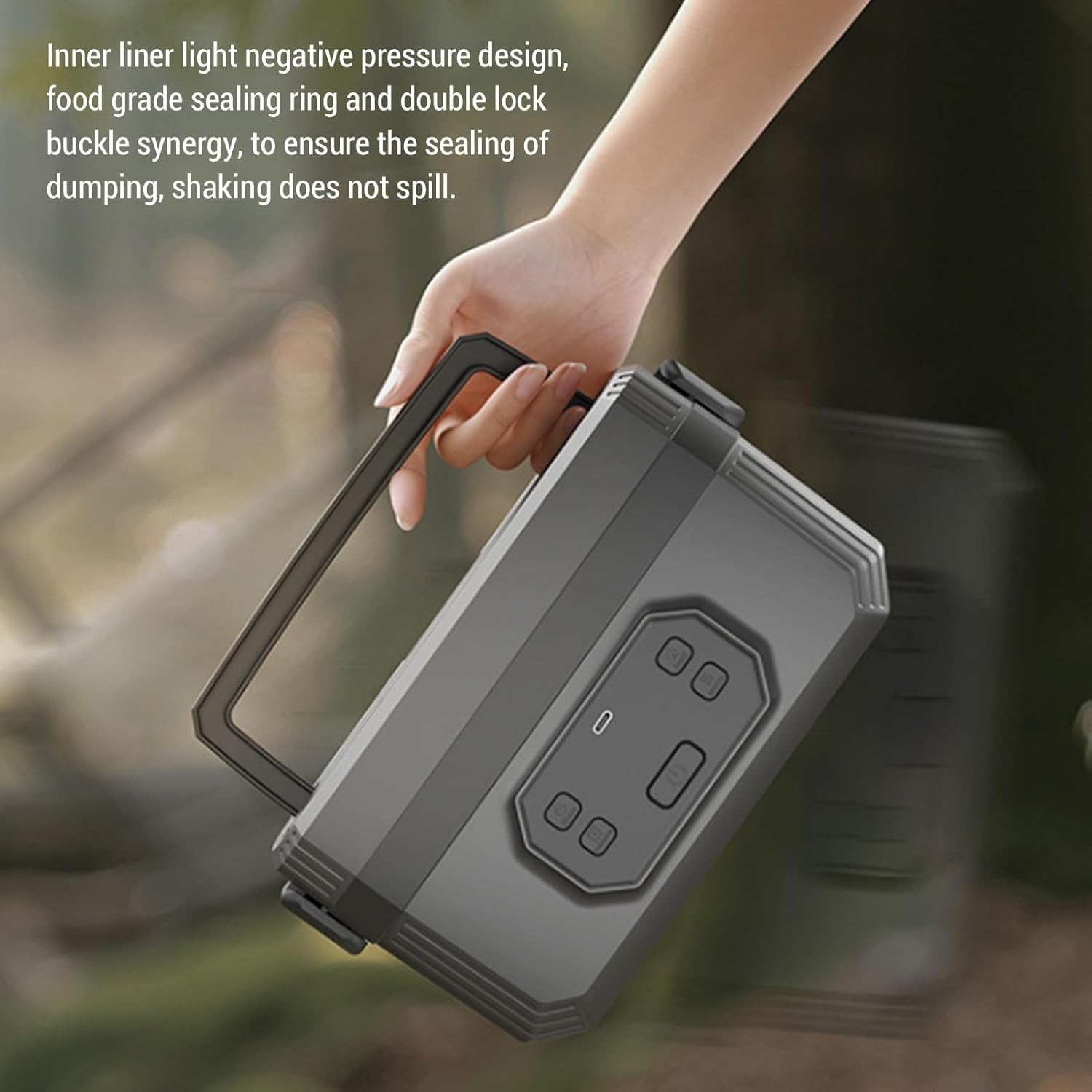 Focket Electric Lunch Box for Adults, Portable Stainless Steel Wireless Food Warmer with Automatic Heating, Fast Heating Heated Lunch Boxes (1600ml)