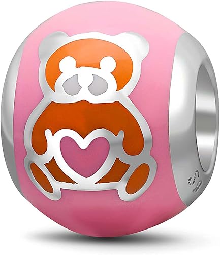 GEMDAZZ Dijes temáticos de animales en plata de ley 925, bonito oso polar 3D, rana, cigarra, mariquita, abeja, libélula para pulseras europeas,