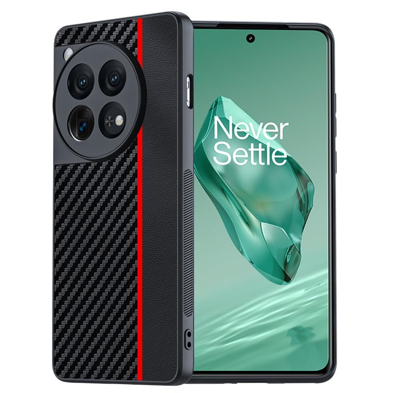 FDHYFGDY Funda para OnePlus 12 5G, protección de cámara, Prueba de Golpes, antiarañazos, Funda Protectora Ultrafina para OnePlus 12 (Negro Rojo)