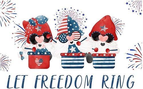 Let Freedom Ring' - Murales artísticos de gnomo, vintage, Día de la Independencia, 4 de julio, calcomanías de vinilo para pared, frigorífico,