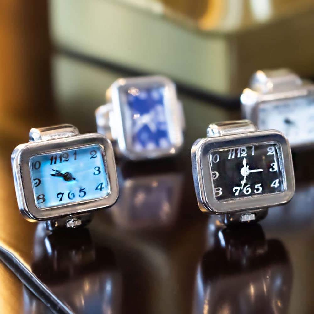 Amazon.co.jp: 男性 リングウォッチ時計, シンプルなスクエアダイヤルアナログクォーツデジタル見やすい 指輪時計,  伸縮弾性ストラップクリエイティブデコレーション指時計, フィンガーウォッチ 学生クリスマスプレゼント，ギフトボックス付き (Color :  White) : ファッション