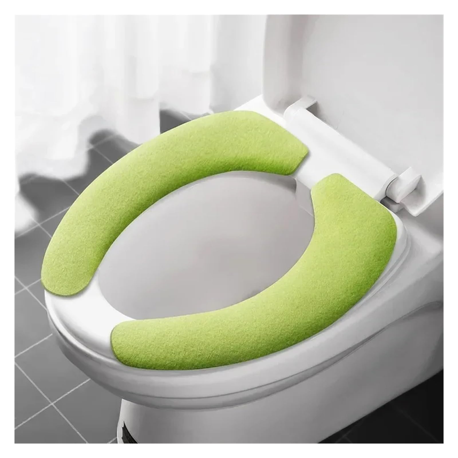 MZSKLW Padded Toilet Seat 2Pair Reusable Warm Flannel Toilet Sticker Seat Covers Washable Filling Bathroom Mat Cover Universal(Enlarge-green)