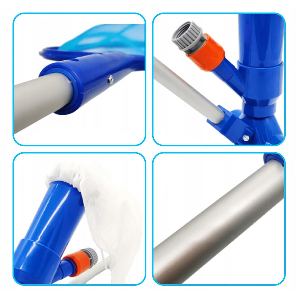 Sillar Kit de Nettoyage pour Piscine, Aspirateur de Fond de Piscine + épuisette à Feuilles avec Manche Télescopique | Kit pour Piscine, Jacuzzi, Spa