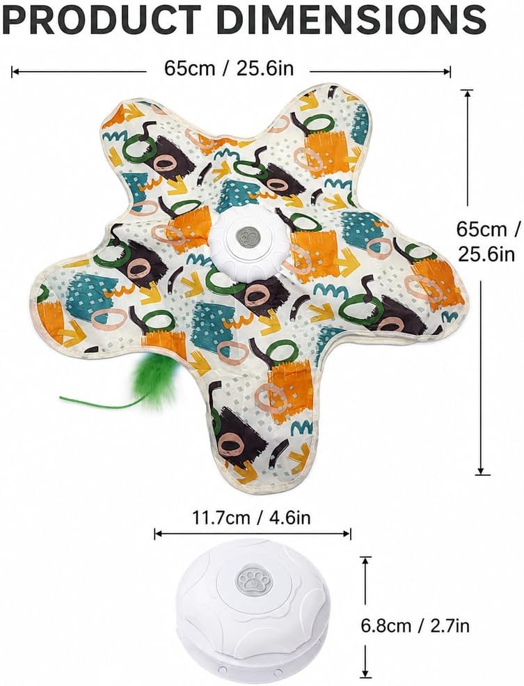 Terion Interactive Cat Toys for Indoor Cats Rechargeable Automatic Touch Activated Hide and Seek Kitten Toys for Bored Adult Cats Moving Concealed Feathers Real Mouse Squeaky Exercise Toys Kicker