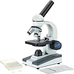 AmScope M150C-PS25 Microscope monoculaire composé, WF10x et WF25x Les lunettes, 40x-1000x Agrandissement, LED Illumination, Brightfield, Condenseur mono-Lens, Coaxial Coarse et Fine Focus, Stade Plain, 110V, Comprend l'ensemble 25 Diapositives préparées