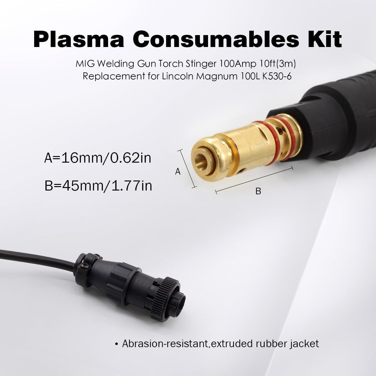 MIG Welding Gun K530-6 Magnum Torch Stinger 100Amp 10ft Replacement for Lincoln Magnum 100L K530-6 SP/Power MIG 140T 180T,Easy-Core/Pro-MIG/MIG Pak 140 180