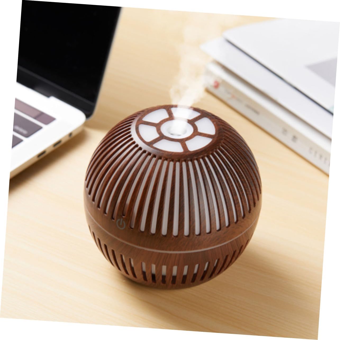 mobigon Wood Cool Mist Ultrasonic Humidifier for Room Moisture, Aroma Diffuser for Home, 200ml Essential Oil Diffuser with 7 Colorful Night Light, Auto Shut-Off, Home, Office, car (F.Dark Brown)