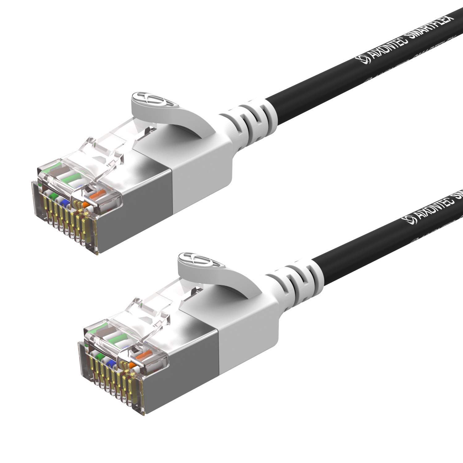 AIXONTEC 10 x 0,5 m Cat6 Netzwerkkabel geschirmt schwarz dünnes lan kabel 4,0 mm Kabeldurchmesser flexible 10 gigabit FTP Ethernet Cable 500 MHz CAT 6 Switch Router Patchpannel Access Point