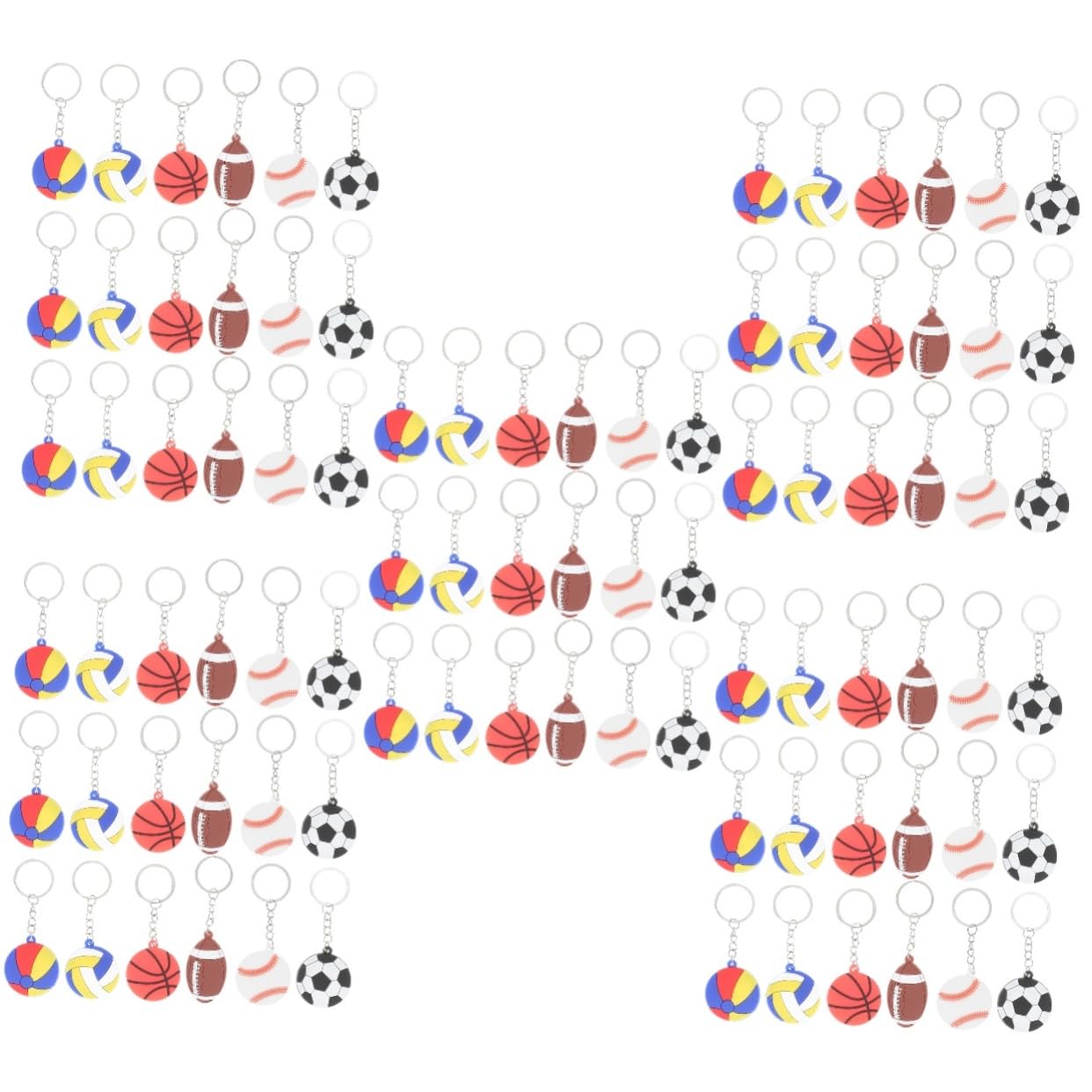Sosoport Schlüsselanhänger Fußball-Schlüsselanhänger Dekorationen für Fußballpartys Baseballs Rugby Soccer Schlüsselanhänger mit Sportmotiv Sportball Schlüsselanhänger PVC