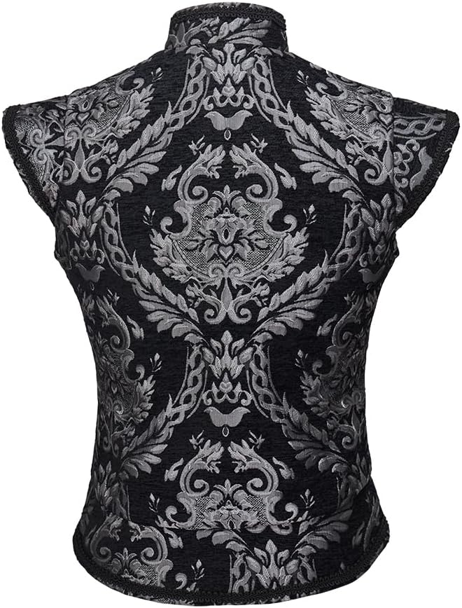 CosplayDiy Mens Tudor Vest Victorian Suit Vest Tudor Jerkin Gothic Steampunk Waistcoat - Image 5