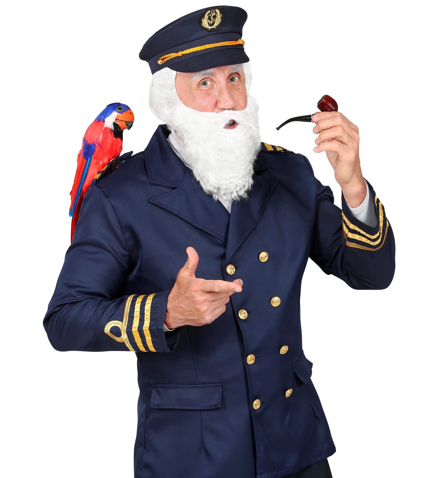 Dreamzfit Sea Captain Hat & Pipe Set, Blue/White/Borwn - Image 3