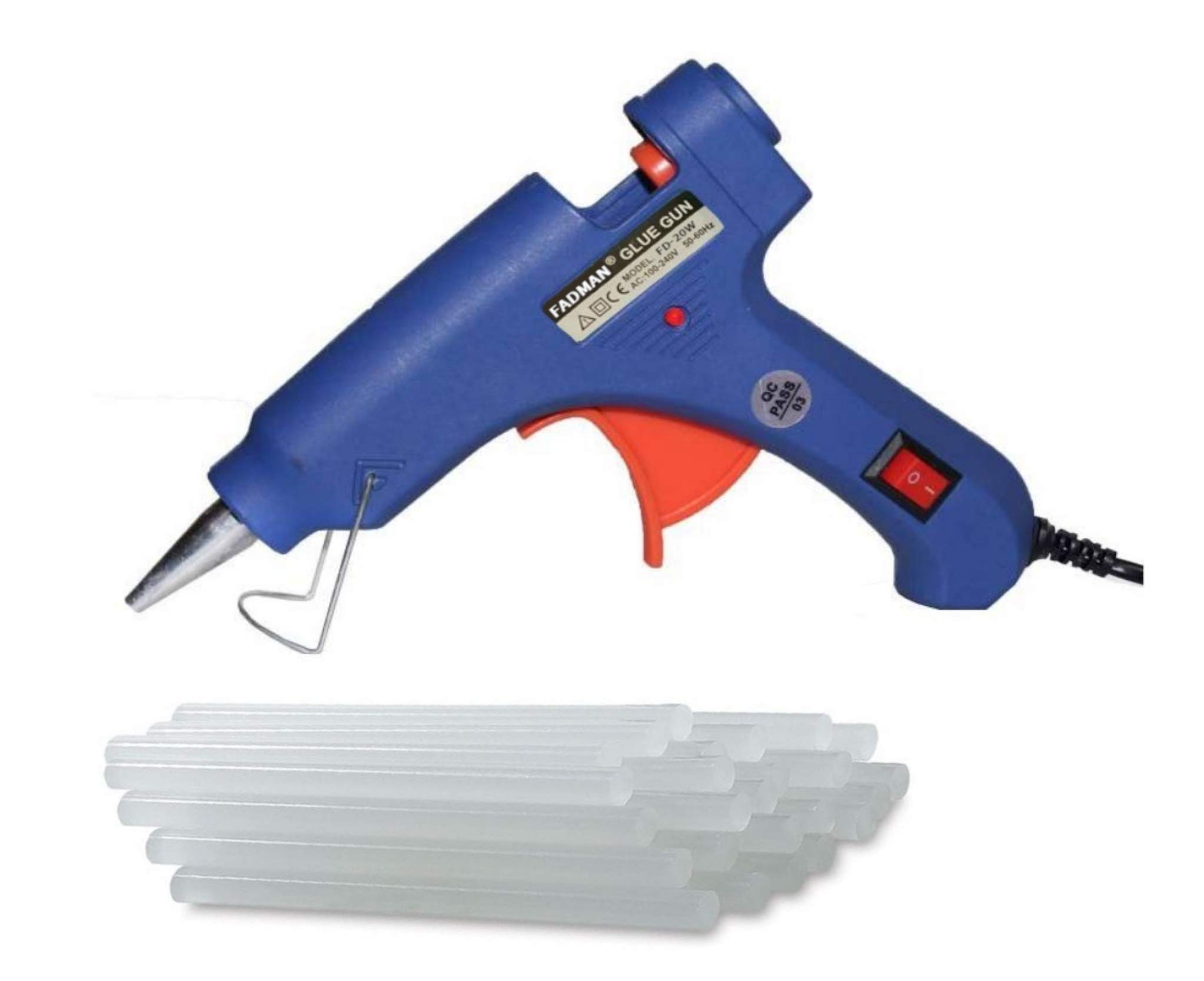 FADMAN (7 MM HOT Adhesive 15 Glue Sticks) with Blue 20 WATT Mini HOT Glue Gun for DIY Craft Work (ON Off Switch Button & Indicator)-image-47