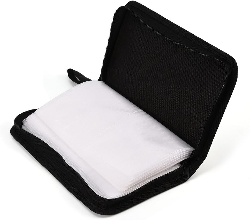 Tyenaza CD Case, Portable PU Leather DVDs Wallet Holder 80 Capacity VCD Wallet Storage Bag Case Organize for VCD DVD Binder Bag Album Booklet(Black)