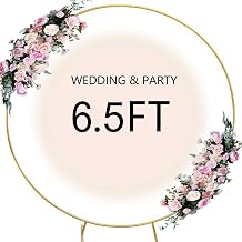 6.5FT Round Backdrop Stand Arch Balloon Golden Metal Circle Garland Frame Wedding Arch Frame Backdrop for Parties, Baby Shower, Ceremony and Graduation Decorations