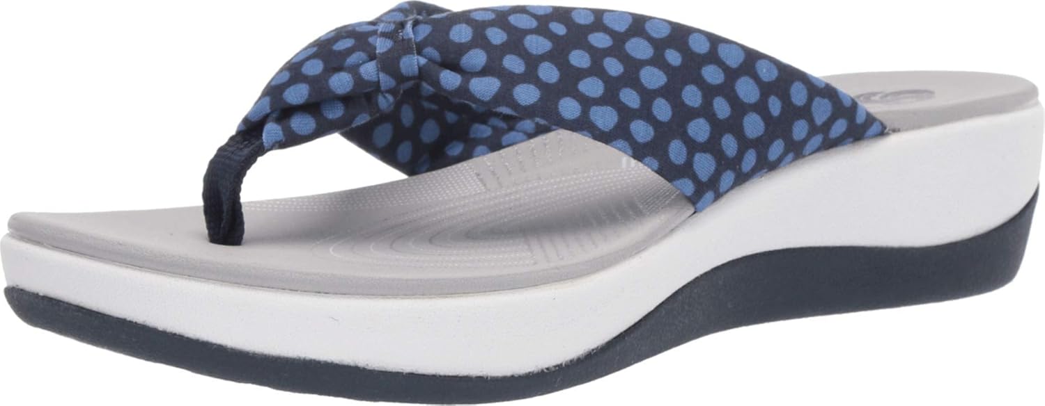 Clarks Womens Arla Glison 5 Navy Textile Blue Dots