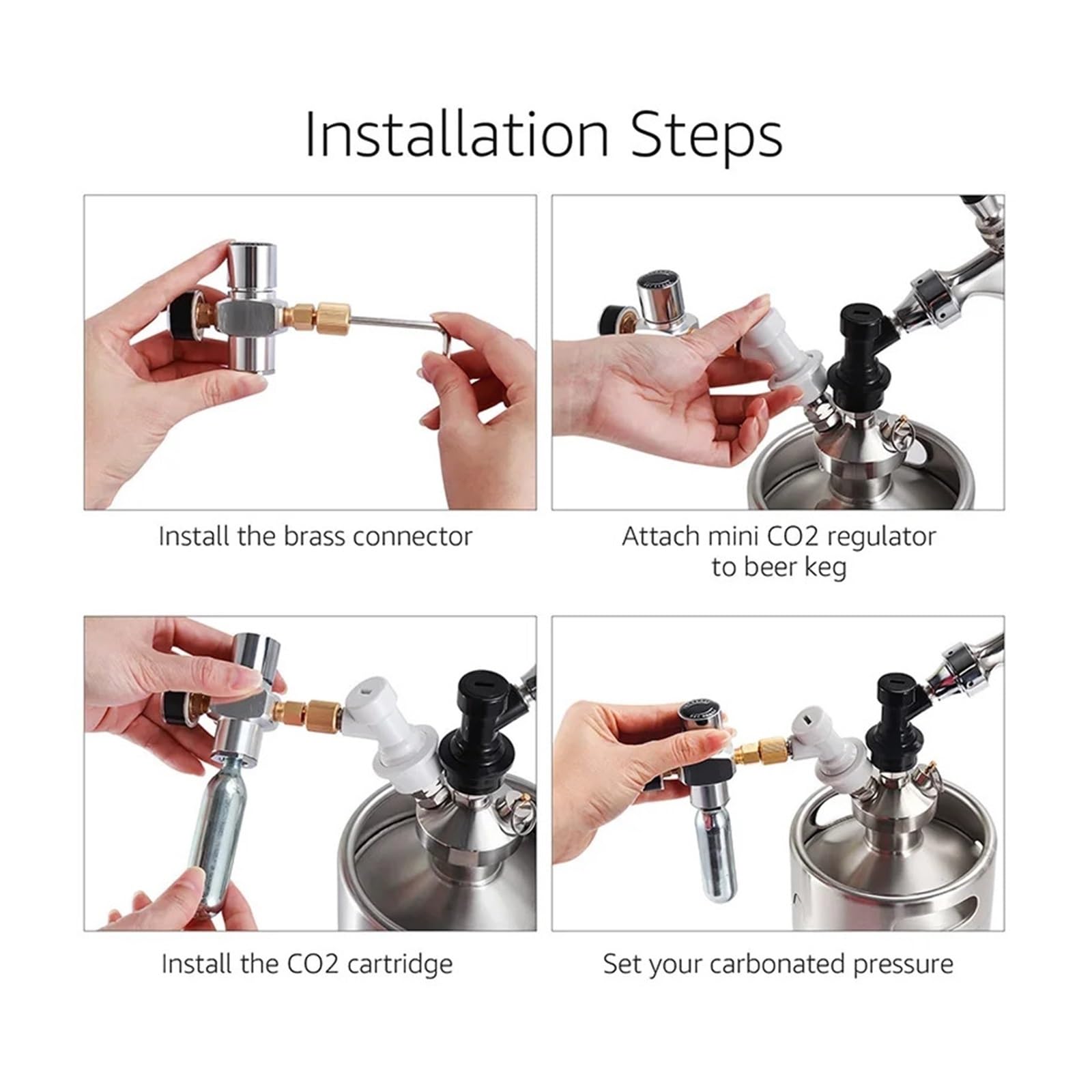 Cargador de Co2 for Barril de Cerveza, Mini regulador de Co2 de 0-60PSI, dispensador de Co2 portátil con desconexión rápida de Bloqueo de Bola for Barril de Cerveza de elaboración casera (Co