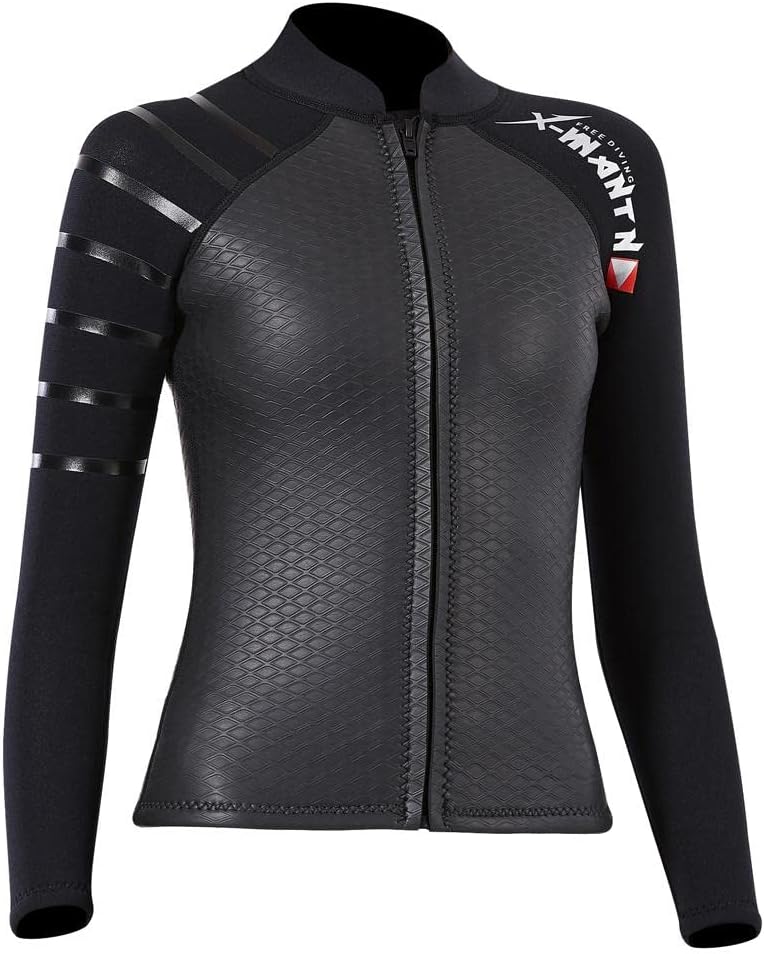 Premium Women Wetsuits Top 3mm Neoprene Jacket Long Sleeve Snorkeling Surfing Kayaking -ion Weight Breathable Black