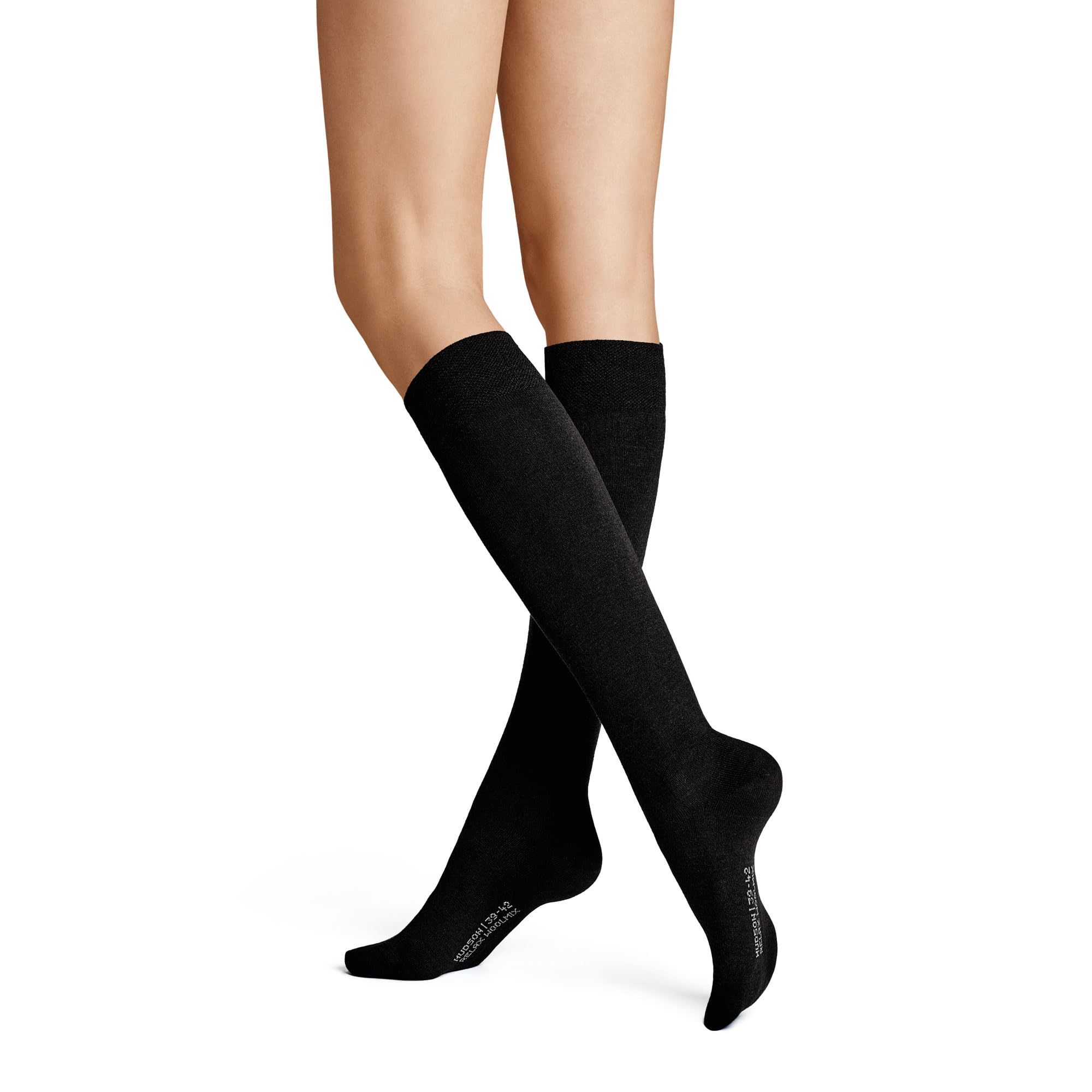 Hudson Relax Woolmix Clima Women's Knee-High Socks Pressure-free Waistband, Black 0005, 35-38