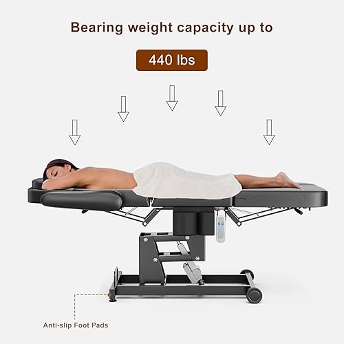 Miniatura 7 de Paddie Silla de spa giratoria de 360 Silla de tatuaje eléctrica de altura ajustable para cliente, cama facial profesional para esteticista con