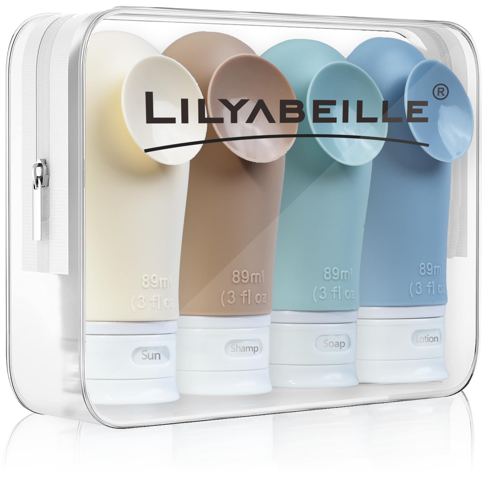 LilyAbeille Travel Size Toiletries Bottles Kit and Makeup Brush Organizer And Makeup Sponge Holder Set