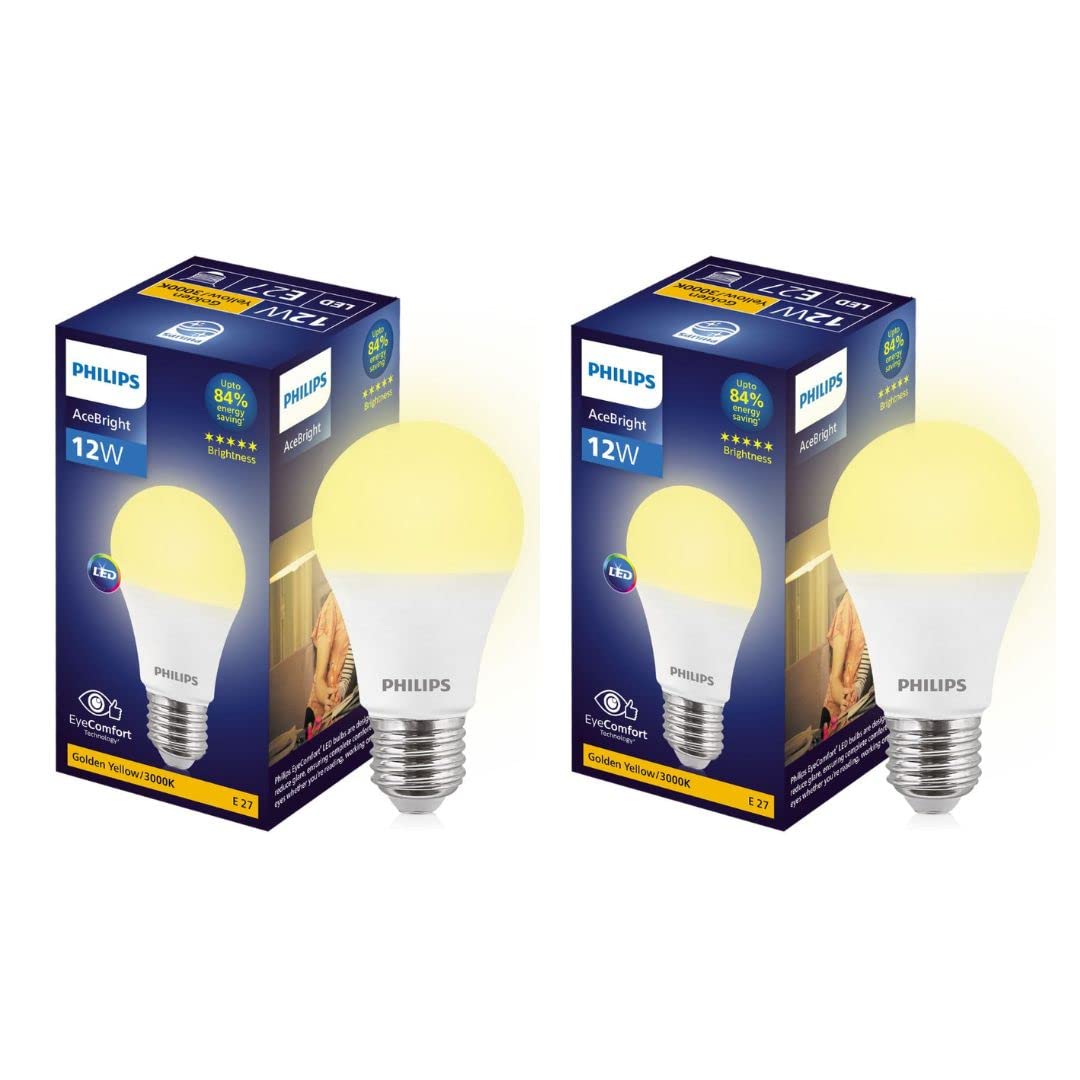 PHILIPS 12-watt LED Bulb |AceBright High Wattage LED Bulb|Base: E27 Light Bulb for Home | Warm White, Pack of 2-image-25