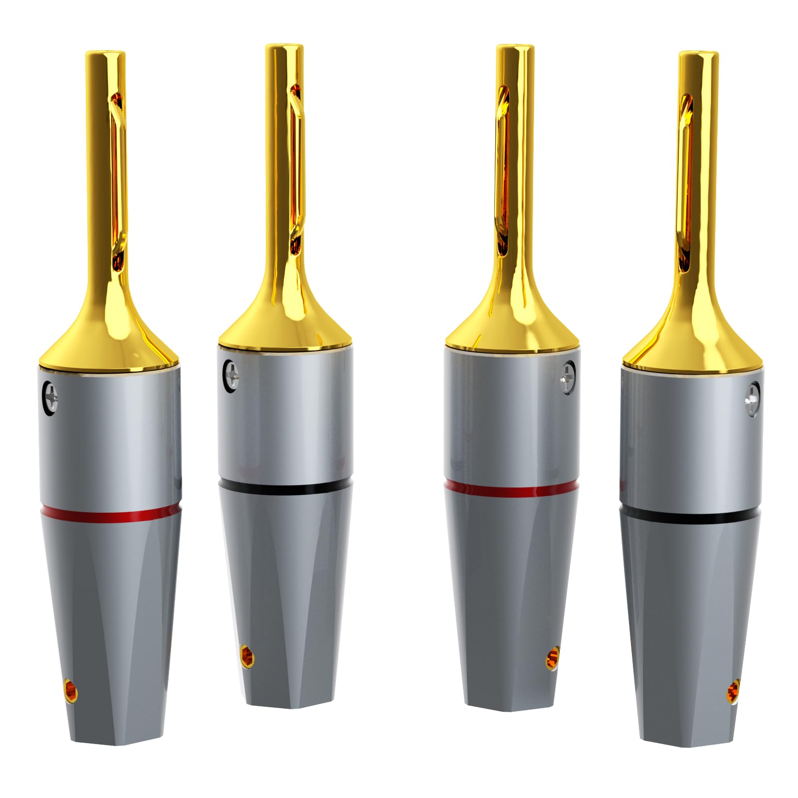 Monosaudio 4 unidades de conectores banana B802G de 7 mm, 9 AWG, cobre chapado en oro, conector para altavoz HiFi con una llave Allen